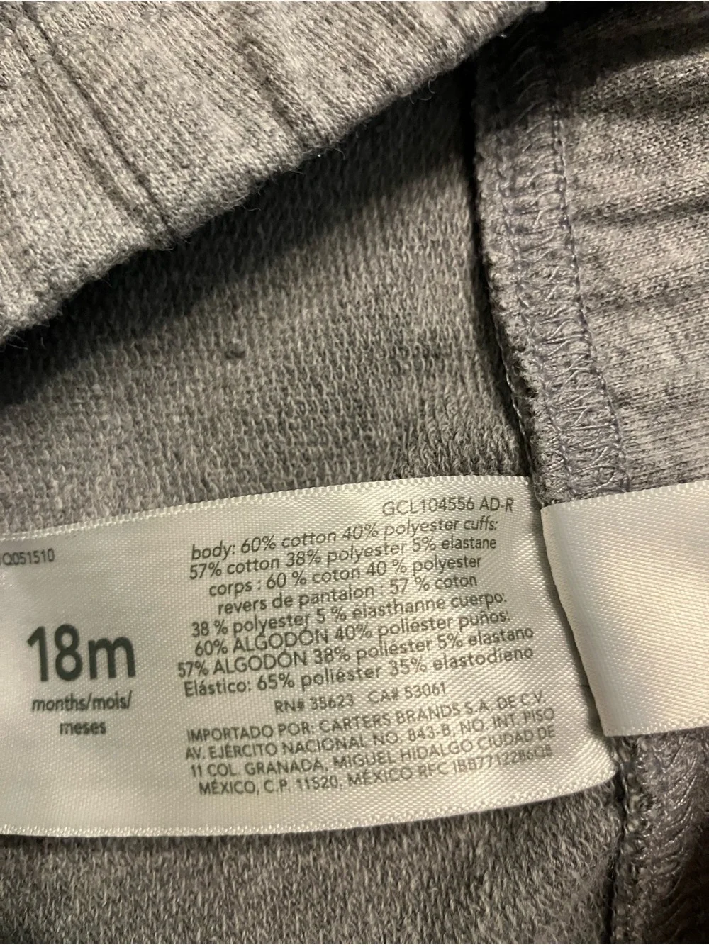 Carter's Light Gray Fleece Joggers